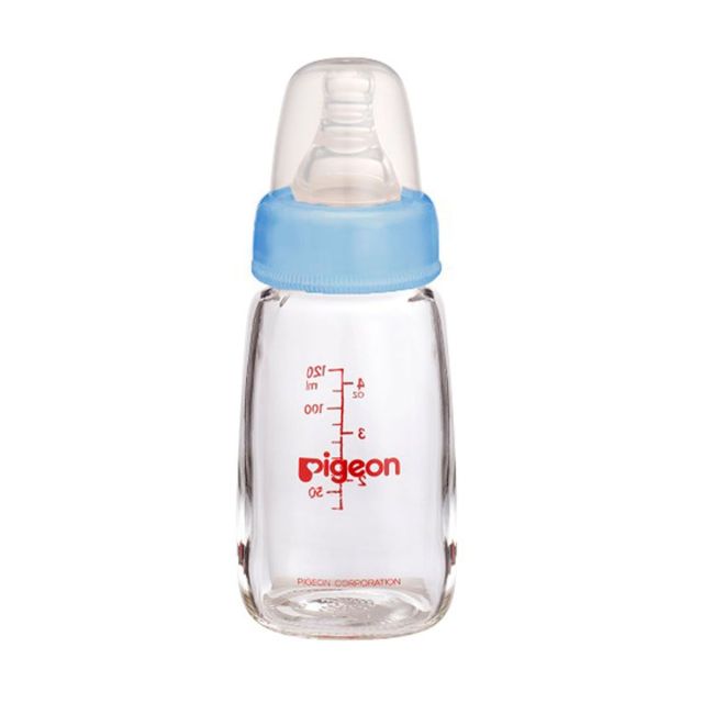 Biberón Para Recién Nacido Anticólicos de Vidrio 120 ML Pigeon Color Azul