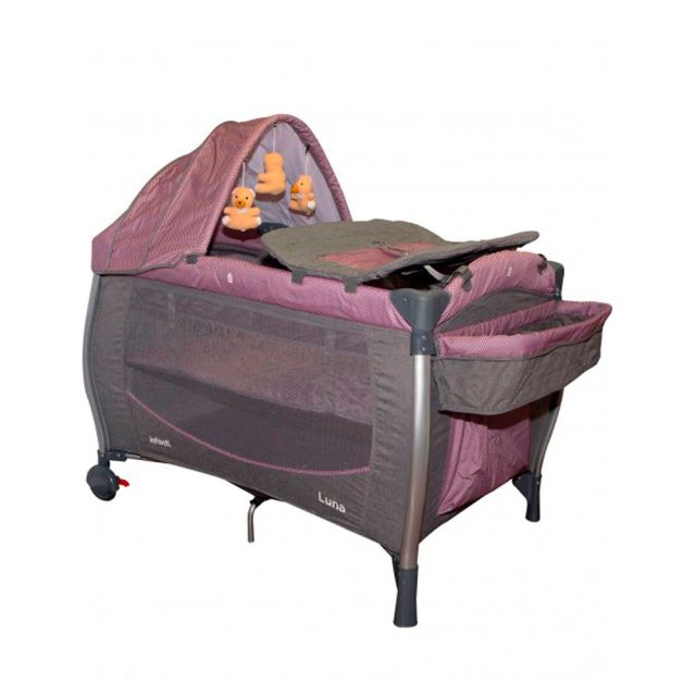 Infanti - Cuna Corral para Bebés Luna Zig Zag Rosado