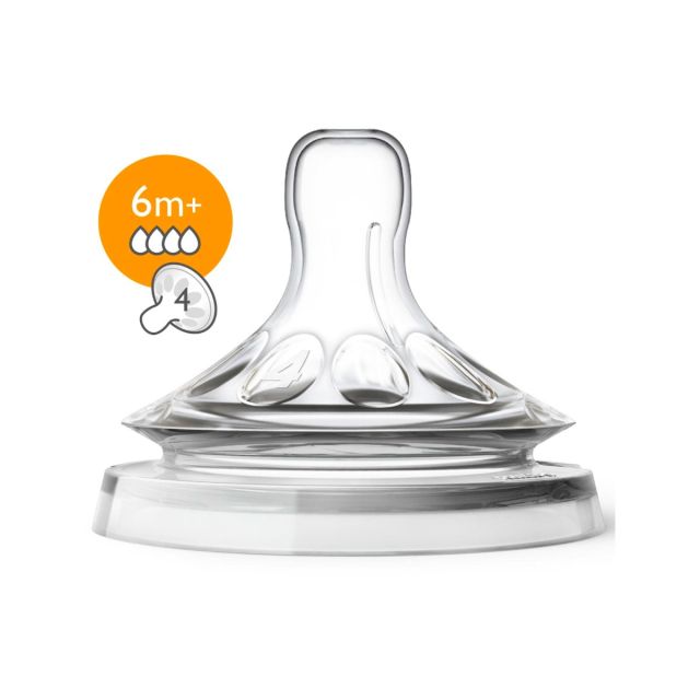 Pack 2 Tetinas para Bebé de 6m+ Tetinas Avent Natural 2.0 de Flujo Rápido