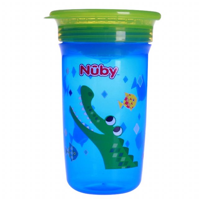 Vaso antiderrame 360° de 300ml.  Azul Cocodrilo - Nuby