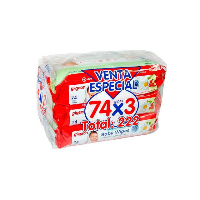 Pigeon – Toallitas húmedas para la limpieza de tu bebé 3 x 74