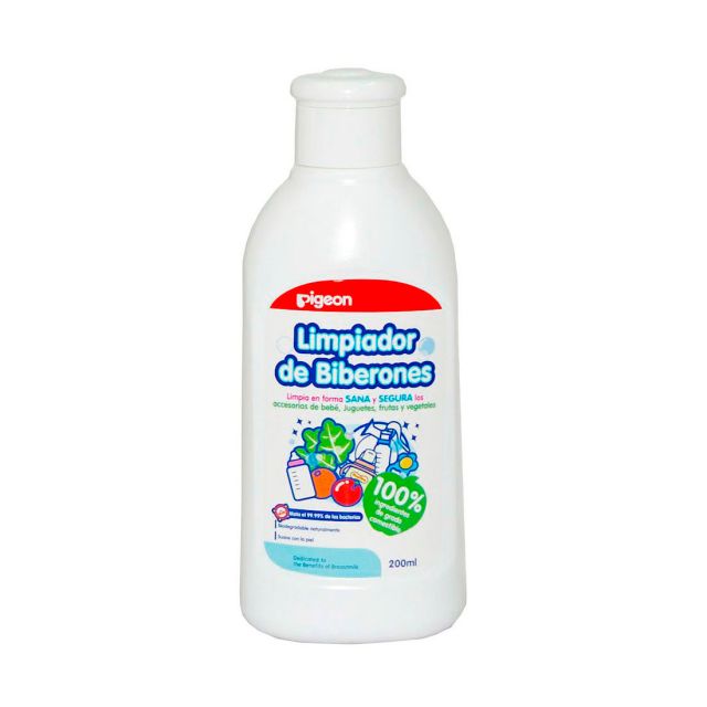 Limpiador de biberones Líquido Biodegradable  lava biberones, chupones y alimentos 200 ml Pigeon