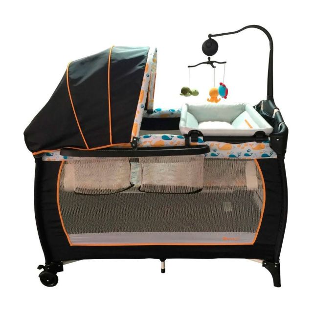 Cuna Corral Mecedora Little Angel Amarillo - Ebaby