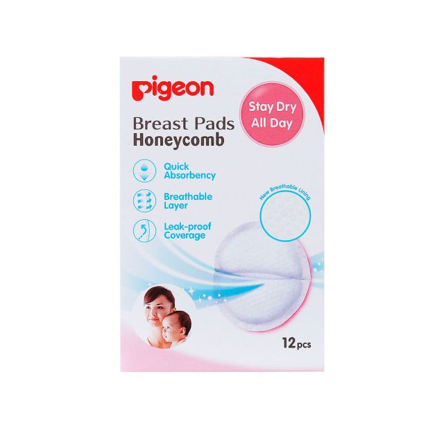 Protector de Lactancia Mamario Absorbente HoneyComb (Forma de Panal) 12 Unidades Pigeon