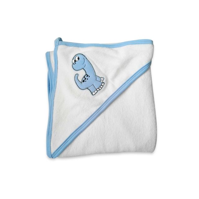 Toalla de Felpa con Ribete y Capucha Celeste Dino - Sweetie