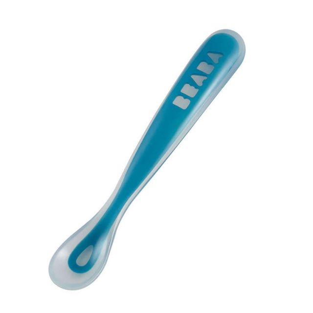 Cuchara Ergonómica Silicona Turquesa 4m+ 1° Edad - BEABA
