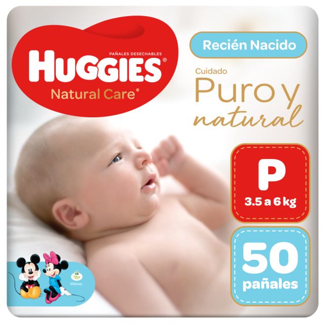 Huggies - Pañales Natural Care Talla P 50 unid