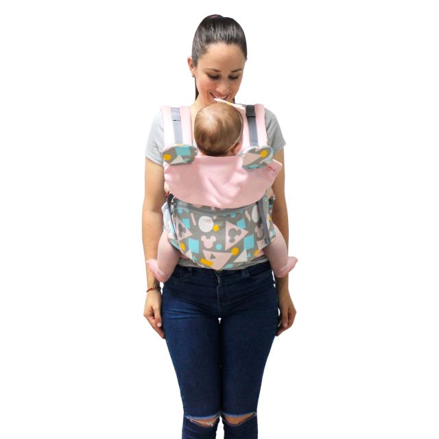 Disney Baby - Mochila Ergonómica Rosado  C/Mickey Geométrico  Maternelle 