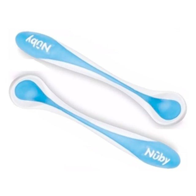 Pack de cucharitas con sensor y temperatura 0% BPA Celeste - Nuby