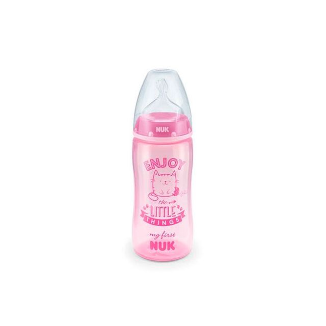 BiberónPP 300 ml MY FIRST NUK Rosado 0-6m -Nuk