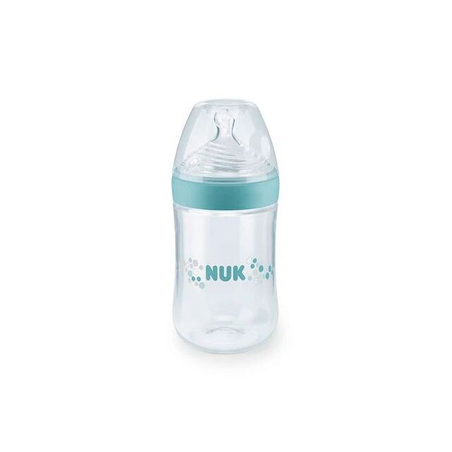 NUK- Biberón Nature Sense PP 260 ml/ 9oz Verde Burbujas
