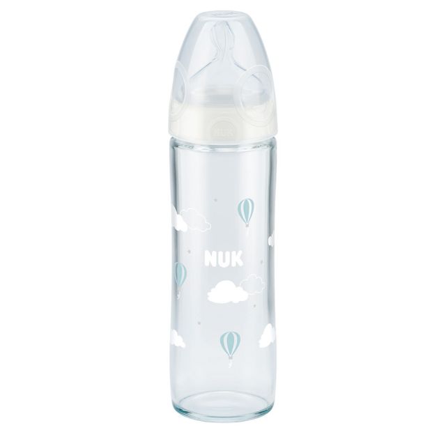 NUK - Biberón Vidrio para Bebés 240ml/8 oz New Classic Blanco