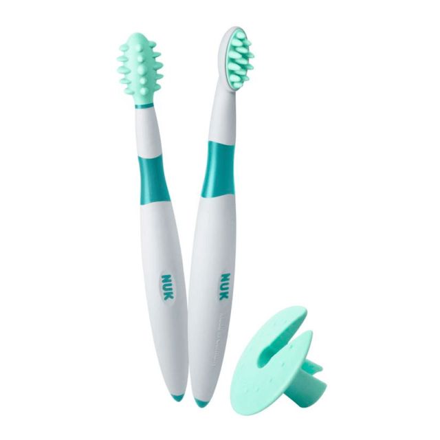 NUK – Set de Cuidado dental oral care 4m+ (Masajeador + Entrenador) Verde