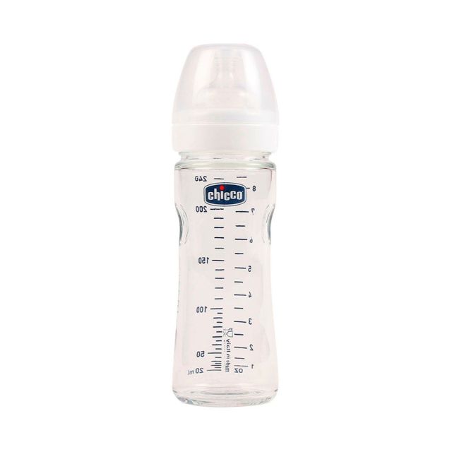 Biberón De Vidrio para Bebés Boca Ancha 8oz/240ml Chicco