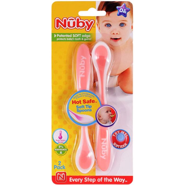 Pack de cucharitas con sensor de temperatura 0% BPA Rosado - Nuby