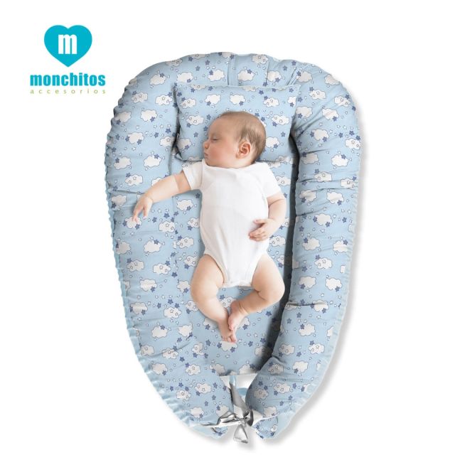 Nido Cuna Colecho Xtraconfort Celeste Bebe Nubes - Monchitos