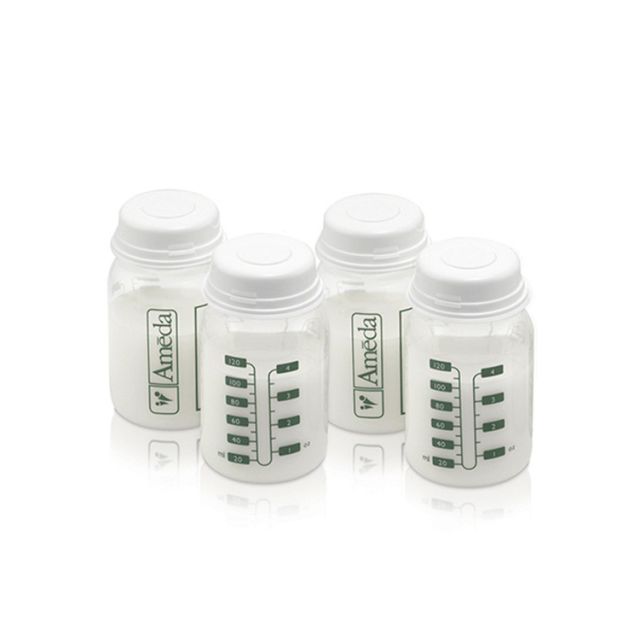 Pack 4 Botellas Recipientes para Almacenamiento de Leche 4oz/120ml Ameda