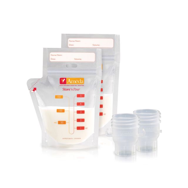 Ameda - Bolsas de Almacenamiento de Leche Materna x20 Unidades con Adaptador