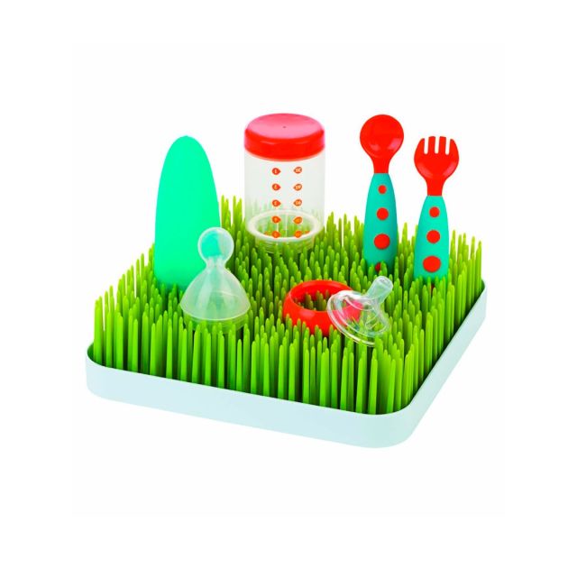 Soporte Escurridor de Biberones para bebés y Utensilios Grass Verde con Blanco Boon