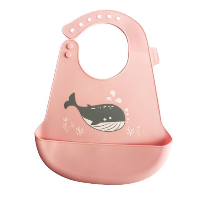 Maternelle Babero Con Bolsillo De Silicona Rosado Ballena