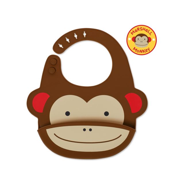 Babero de  Plástico Impermeable de Skip Hop Monkey con Broche 
