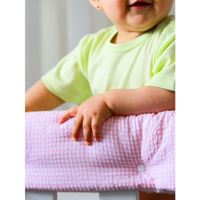 BlauHouse - Protector Baranda Cuna de Bebé Algodón Estampado Rosado