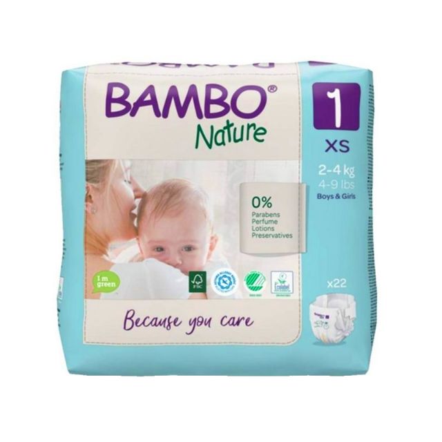 Bambo Nature - Paquete de Pañales Ecológicos Bambo Nature T1 Recién Nacido