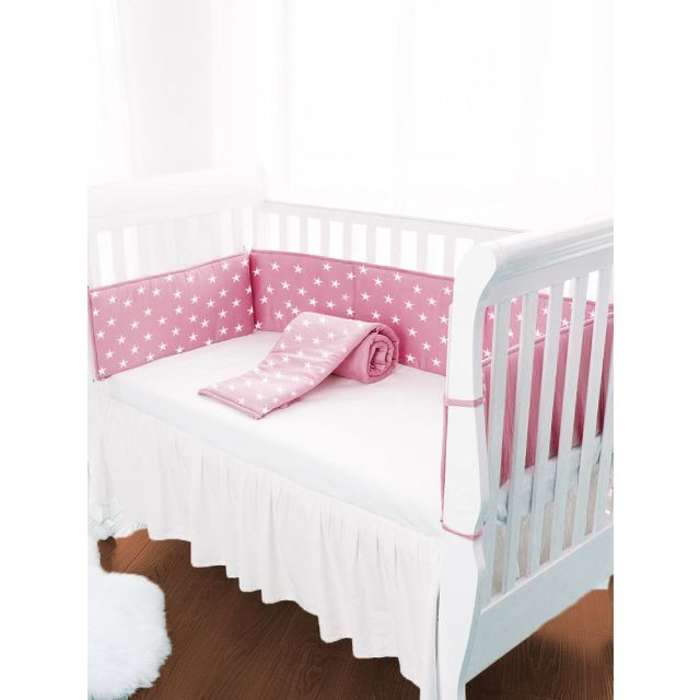 Protector para Cuna de Bebé Estrellas Rosado Algodón - BLAUHOUSE
