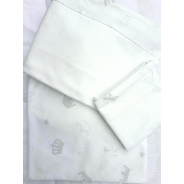 Jgo. de Sábanas para Cuna 100% Algodón Blanco Coronas - BLAUHOUSE