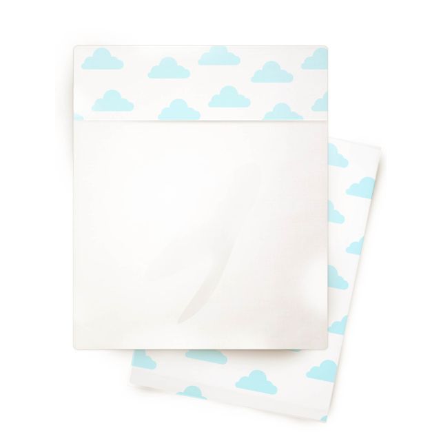 BlauHouse - Juego de Sábanas para Bebé Pack & Play Celeste Nubes