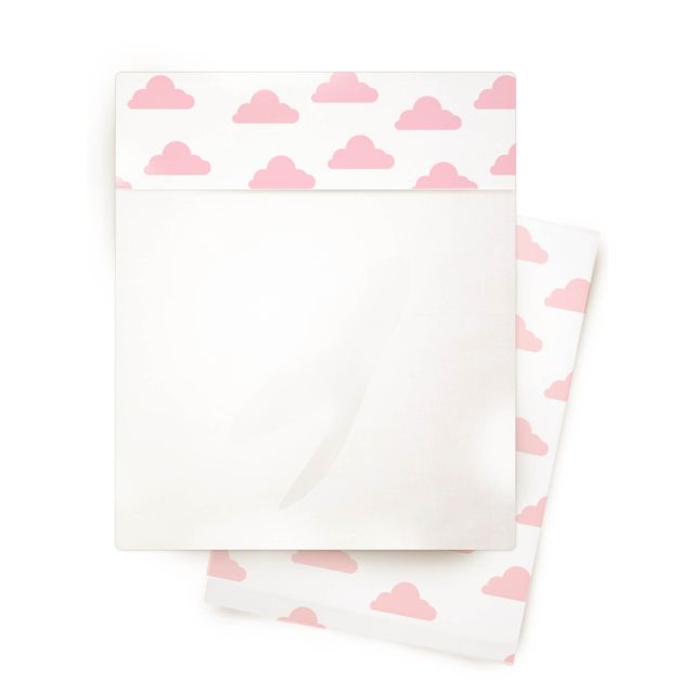 BlauHouse - Sábanas para Bebé Pack & Play Rosado Nubes