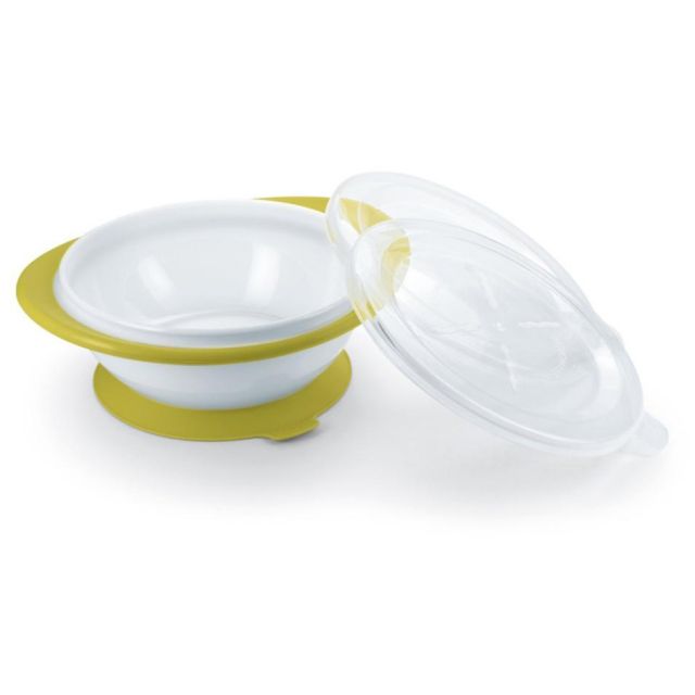NUK- Plato hondo Easy Learning con 2 tapas para bebés Verde Claro