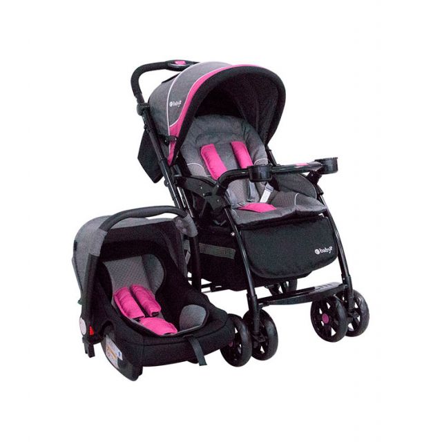 Coche Travel System con Portabebé Braviar Rosado - Ebaby