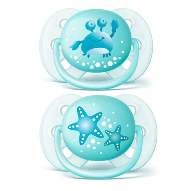 Avent - Pack 2 Chupones Ultra Soft Cangrejo Celeste 0-6m