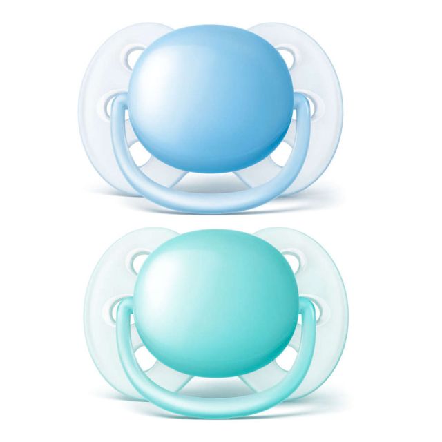 Avent - Pack 2 Chupones Ultra Soft Azul Turqueza 6-18