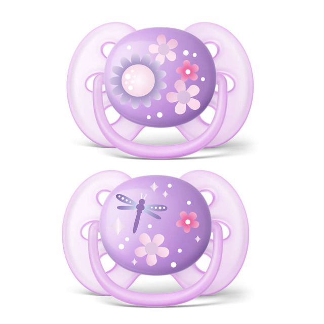 Avent - Pack 2 Chupones Ultra Soft Flores Lila 6-18m