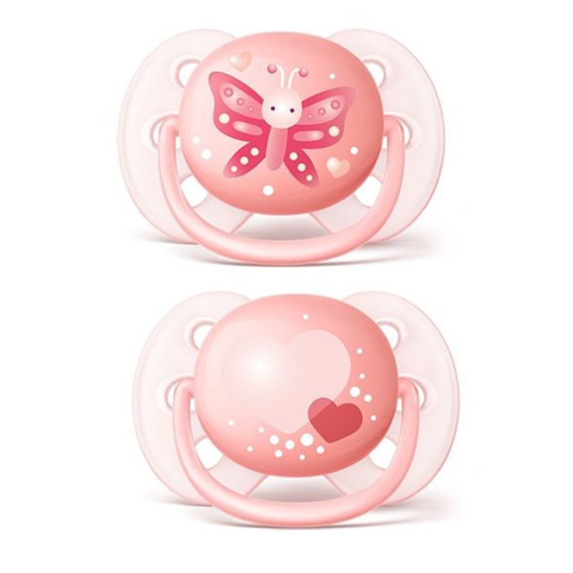 Avent - Pack 2 Chupones Ultra Soft Mariposa Rosada 0-6m