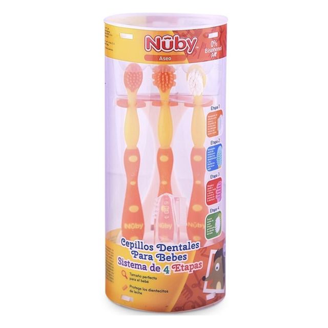 Set De Cepillos De Dientes Sistema 4 Etapas Naranja - Nuby 