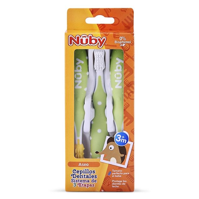 Set Cepillo Dental x3 Unid. Verde Para 3m+ - Nuby 