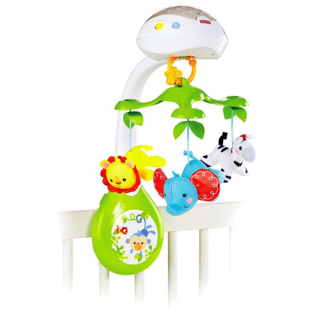 Fisher Price - Móvil Proyector 3 en 1 Amigos del Bosque Tropical