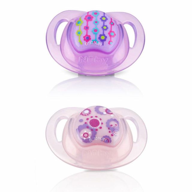 Nuby - Pack de Chupón Confort Ortodontico 0% BPA Lila y Rosado