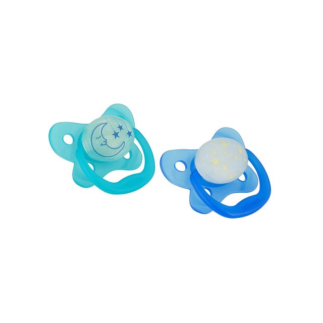 Set x2 Chupones PreVent 6-12m Brilla Oscuridad Azul Luna - Dr. Browns
