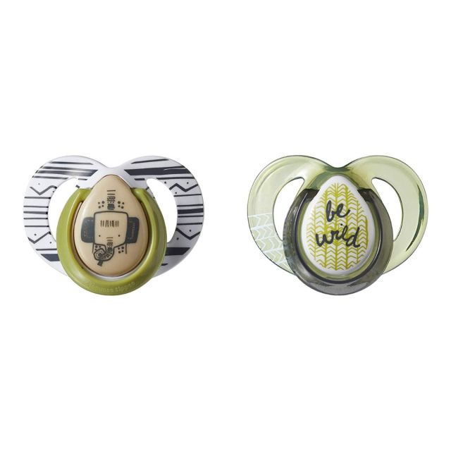 Pack 2 Chupones para Bebé Every Day Time 6-18m Animals Verde / Gris Tommee Tippee