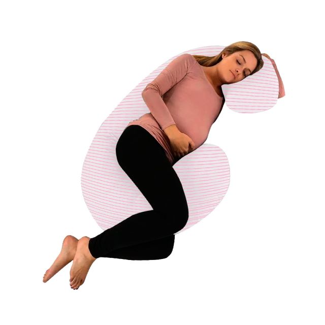 Maternelle - COJIN MULTIFUNCIONAL rosado y blanco Rayas 