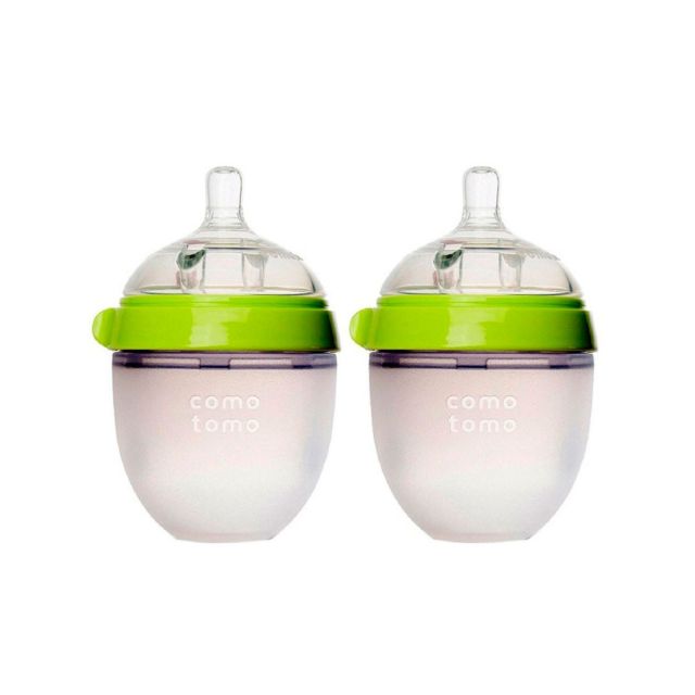 Comotomo - Set de 2 Biberones de Silicona 150ml / 5oz Verde