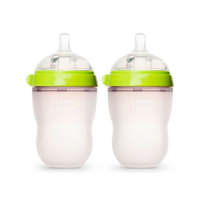 Comotomo - Set de 2 Biberones de Silicona 250ml / 8oz Verde