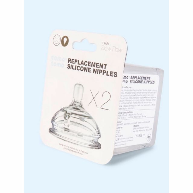 Comotomo - Set de 2 Tetinas Flujo Lento