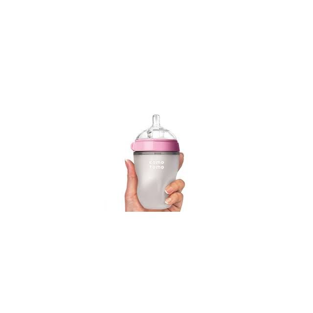 Biberón Flexible de Silicona 240ml / 8oz Verde en forma de seno materno Color Rosado - Comotomo