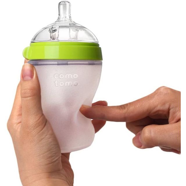 Biberón Flexible de Silicona 240ml / 8oz Verde en forma de seno materno Color Verde - Comotomo