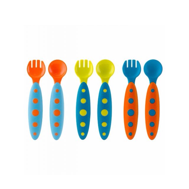 Boon - Pack de 3 Cubiertos Silicona Azul - Naranja -Verde